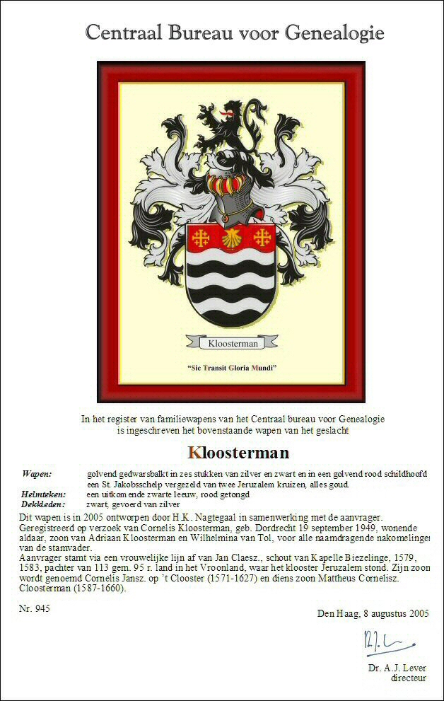 'Coat of Arms of the Kloosterman Family'