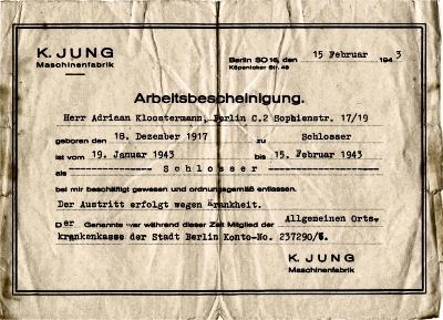  Karl Jung Maschinen Fabrik, Arbeitseinsatz, 1943