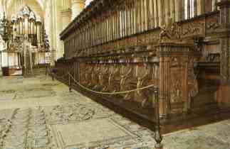 16th century choir stalls with Renaissance style wood carving